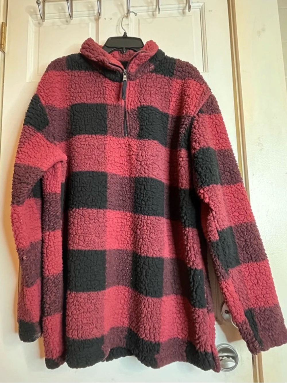 boxercraft Red and Black Sherpa Pullover Jacket